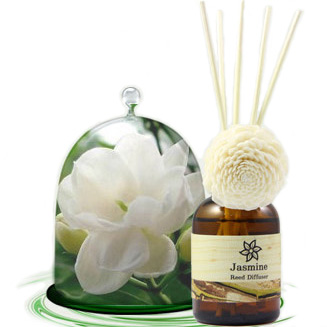 Ароматический диффузор с палочками из Тайланда Жасмин PHUTAWAN Reed Diffuser Jasmine 50 мл.THAILAND