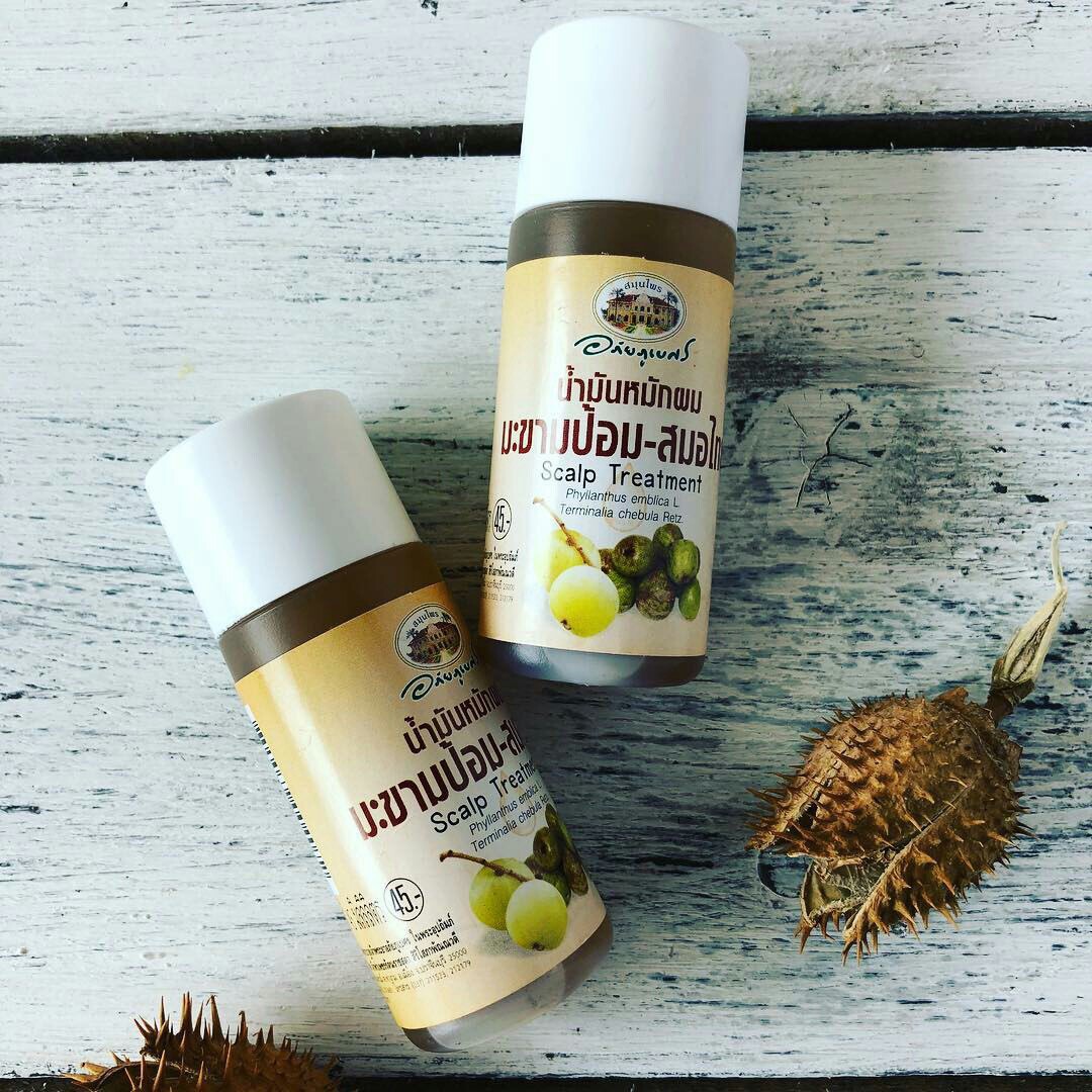 Натуральное органическое масло для лечения кожи головы и волос из Тайланда на основе Эмблики Abhai Herb Makhampom and Samorthai Hair Treatment купить в Москве и Московской области.