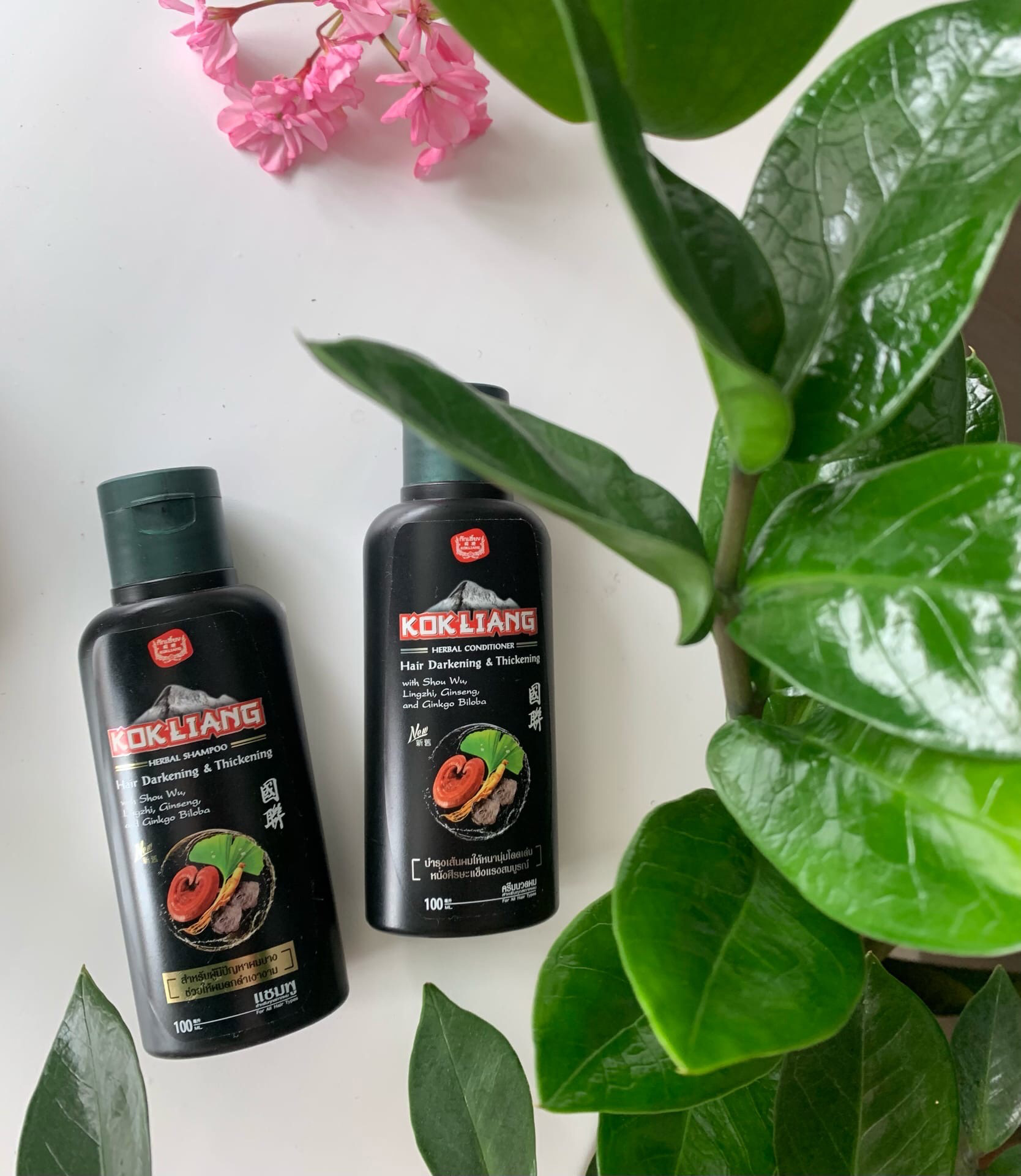 Натуральный шампунь из Тайланда от выпадения для темных волос Kokliang Hair Darkening & Thickening Shampoo купить в Москве и Московской области.