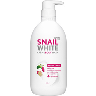 NAMU LIFE Snail White Natrual Creme Body Wash Natural White Caviar Lime 500 ml. Thailand