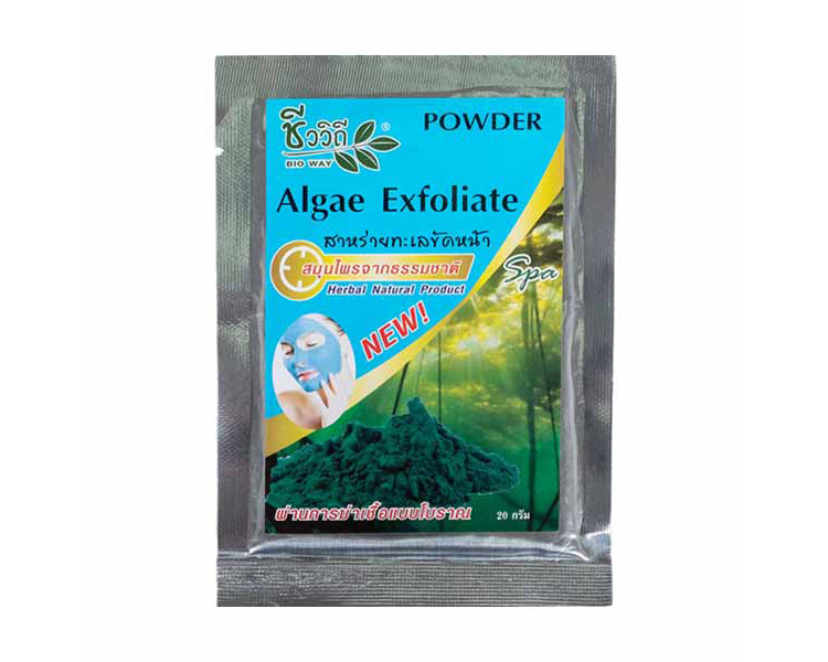 Тайская маска для лица с порошком водоросли Спирулина Algae Exfoliate Powder Bio Way 20 гр. Maska-pudra-vodorosli